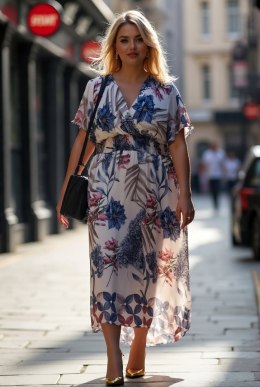 Sukienka damska PLUS SIZE Kwiatowy Wzór JESSICA wesele komunia chrzciny