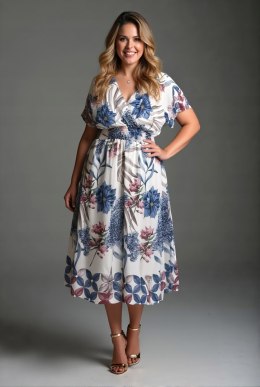 Sukienka damska PLUS SIZE Kwiatowy Wzór JESSICA wesele komunia chrzciny