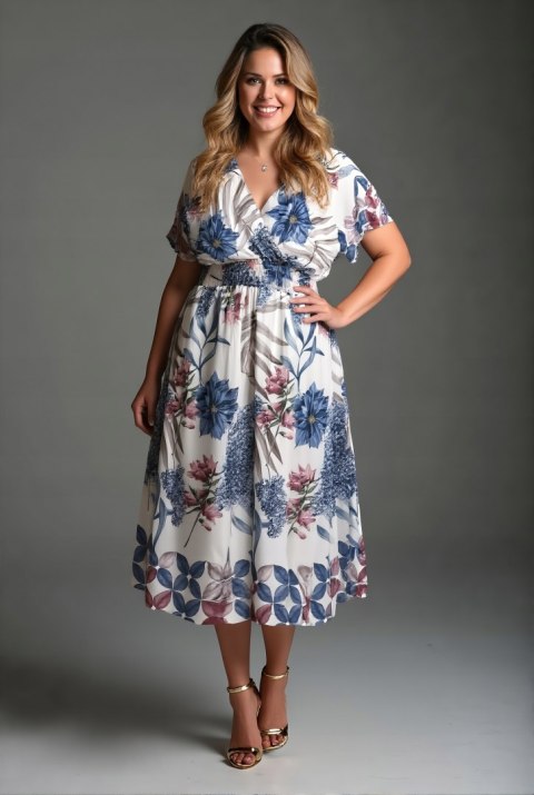 Sukienka damska PLUS SIZE Kwiatowy Wzór JESSICA wesele komunia chrzciny Sukienka damska PLUS SIZE Kwiatowy Wzór JESSICA wesele komunia chrzciny