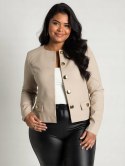 Żakiet damski ramoneska narzutka PLUS SIZE model VITTORIA eko skóra kolor beżowy