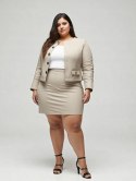 Żakiet damski ramoneska narzutka PLUS SIZE model VITTORIA eko skóra kolor beżowy