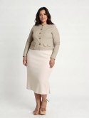 Żakiet damski ramoneska narzutka PLUS SIZE model VITTORIA eko skóra kolor beżowy