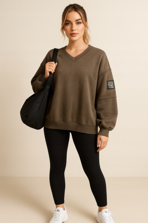 Bluza damska OVERSIZE HIT sezonu khaki - cienka bawełna