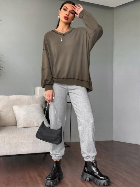 Bluza damska OVERSIZE HIT sezonu khaki - cienka bawełna