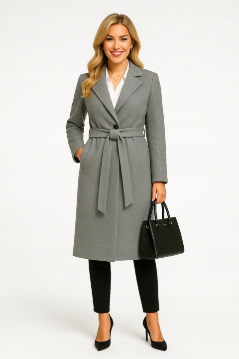 płaszcz na zimę , ponadczasowy krój , szary