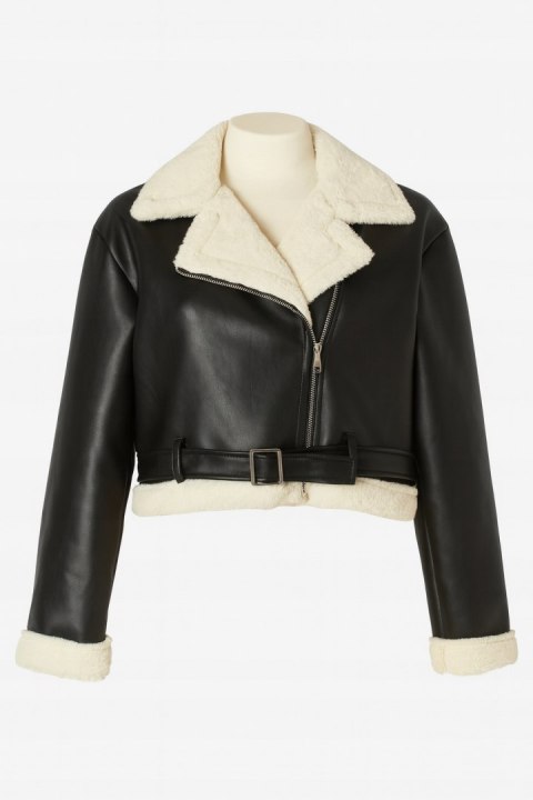 Elegancka kurtka damska z włosiem KRÓTKI FASON na jesień/zimę M-XL