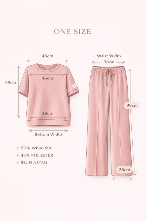 Komplet dresowy damski ONE SIZE – szerokie spodnie, luźna bluzka