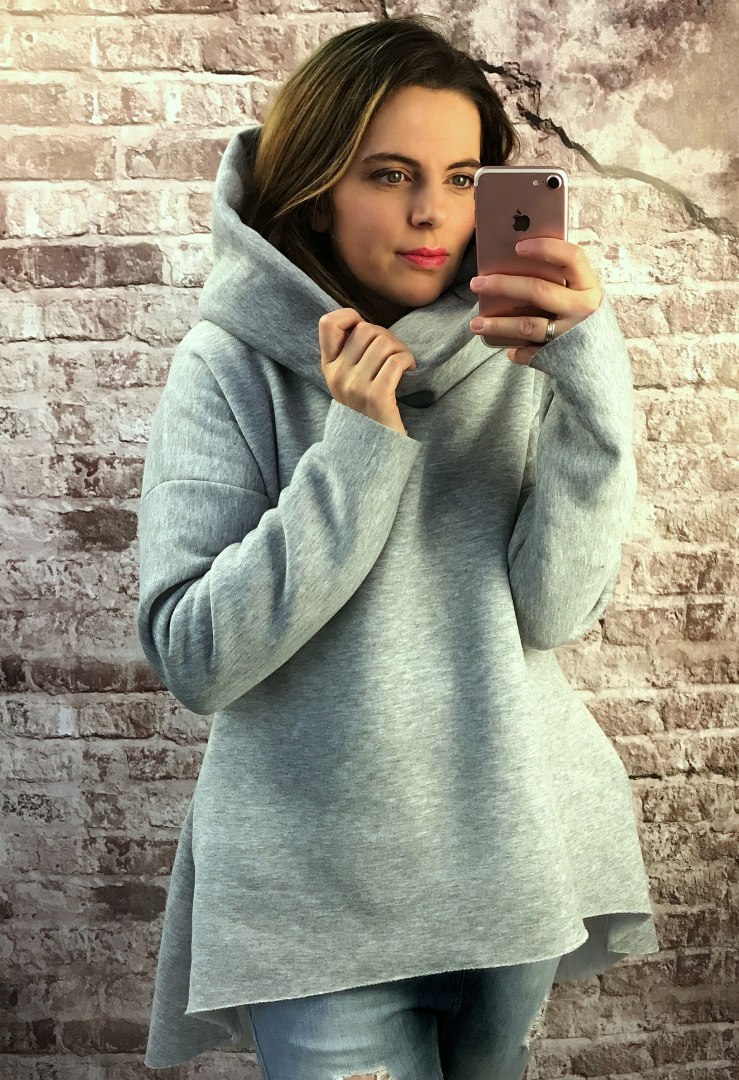 MIĘSISTA bluza WYWIJANY KOŁNIERZ szara MIĘSISTA bluza WYWIJANY KOŁNIERZ szara