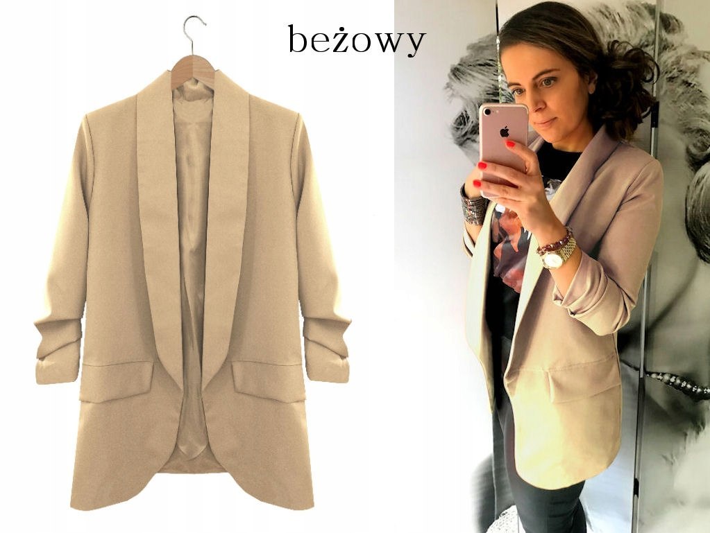 MARYNARKA drapowane rękawy ŻAKIET musztardowa S/M MARYNARKA drapowane rękawy ŻAKIET musztardowa S/M