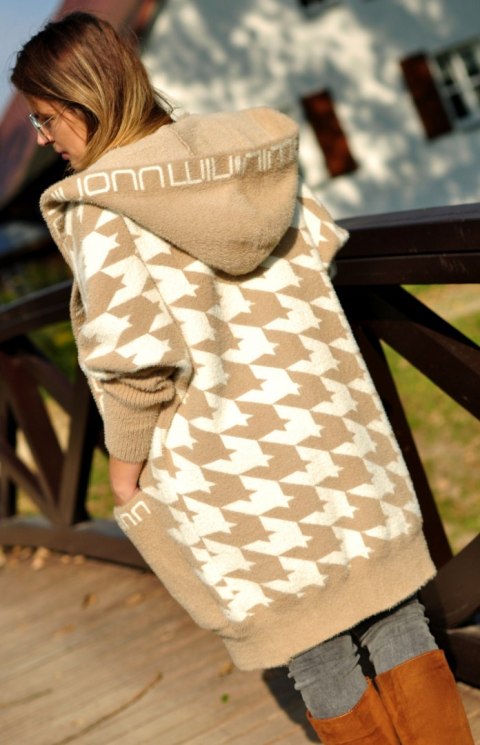 CARDIGAN Z ALPAKI sweter WZÓR ORIENT kol. beżowy CARDIGAN Z ALPAKI sweter WZÓR ORIENT kol. beżowy