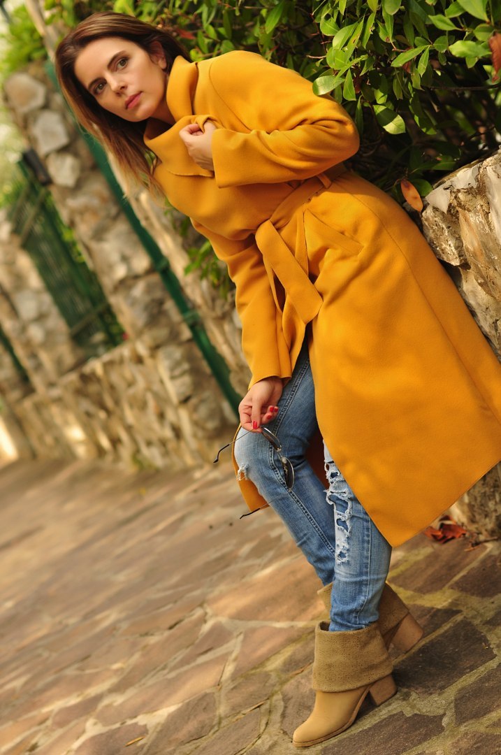 PLUS SIZE wiosenny PŁASZCZ petersha MUSZTARDA DUŻY PLUS SIZE wiosenny PŁASZCZ petersha MUSZTARDA DUŻY
