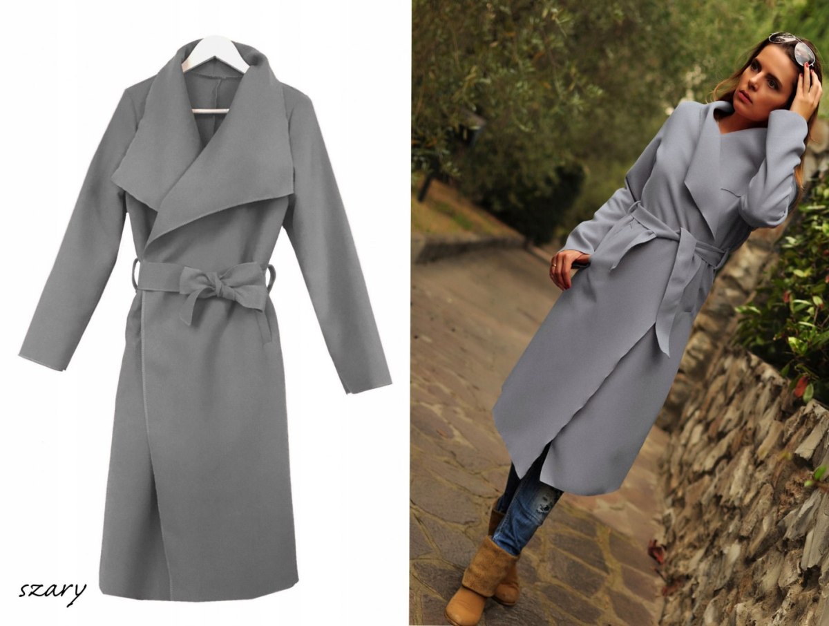 PLUS SIZE wiosenny PŁASZCZ petersham STÓJKA grafit PLUS SIZE wiosenny PŁASZCZ petersham STÓJKA grafit