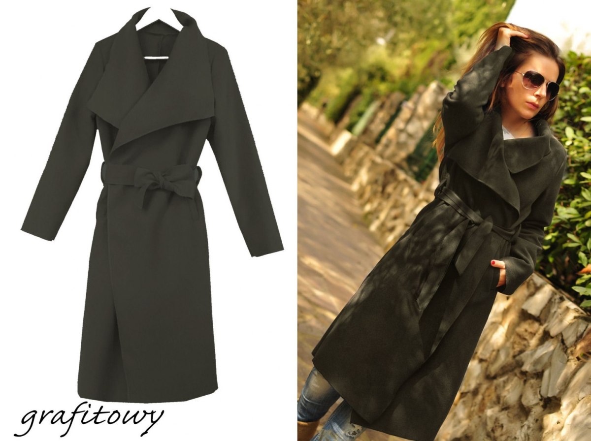 PLUS SIZE wiosenny PŁASZCZ petersham STÓJKA grafit PLUS SIZE wiosenny PŁASZCZ petersham STÓJKA grafit