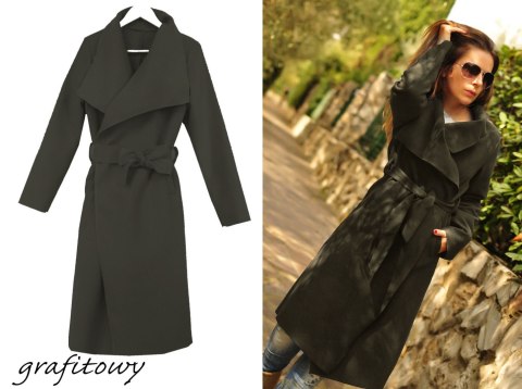 PLUS SIZE wiosenny PŁASZCZ petersham STÓJKA grafit PLUS SIZE wiosenny PŁASZCZ petersham STÓJKA grafit