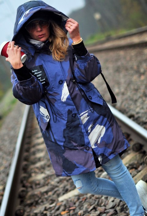 PARKA KAPTUR zimowa OCIEPLANA moro 3WILL blue r. L PARKA KAPTUR zimowa OCIEPLANA moro 3WILL blue r. L