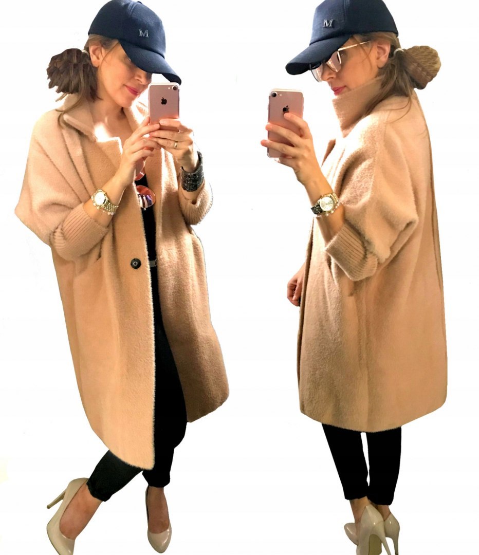 PŁASZCZ Z ALPAKI duży rozmiar CAMEL PŁASZCZ Z ALPAKI duży rozmiar CAMEL