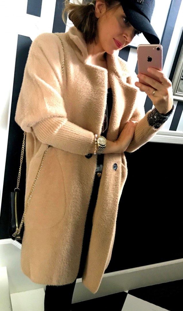PŁASZCZ Z ALPAKI duży rozmiar CAMEL PŁASZCZ Z ALPAKI duży rozmiar CAMEL