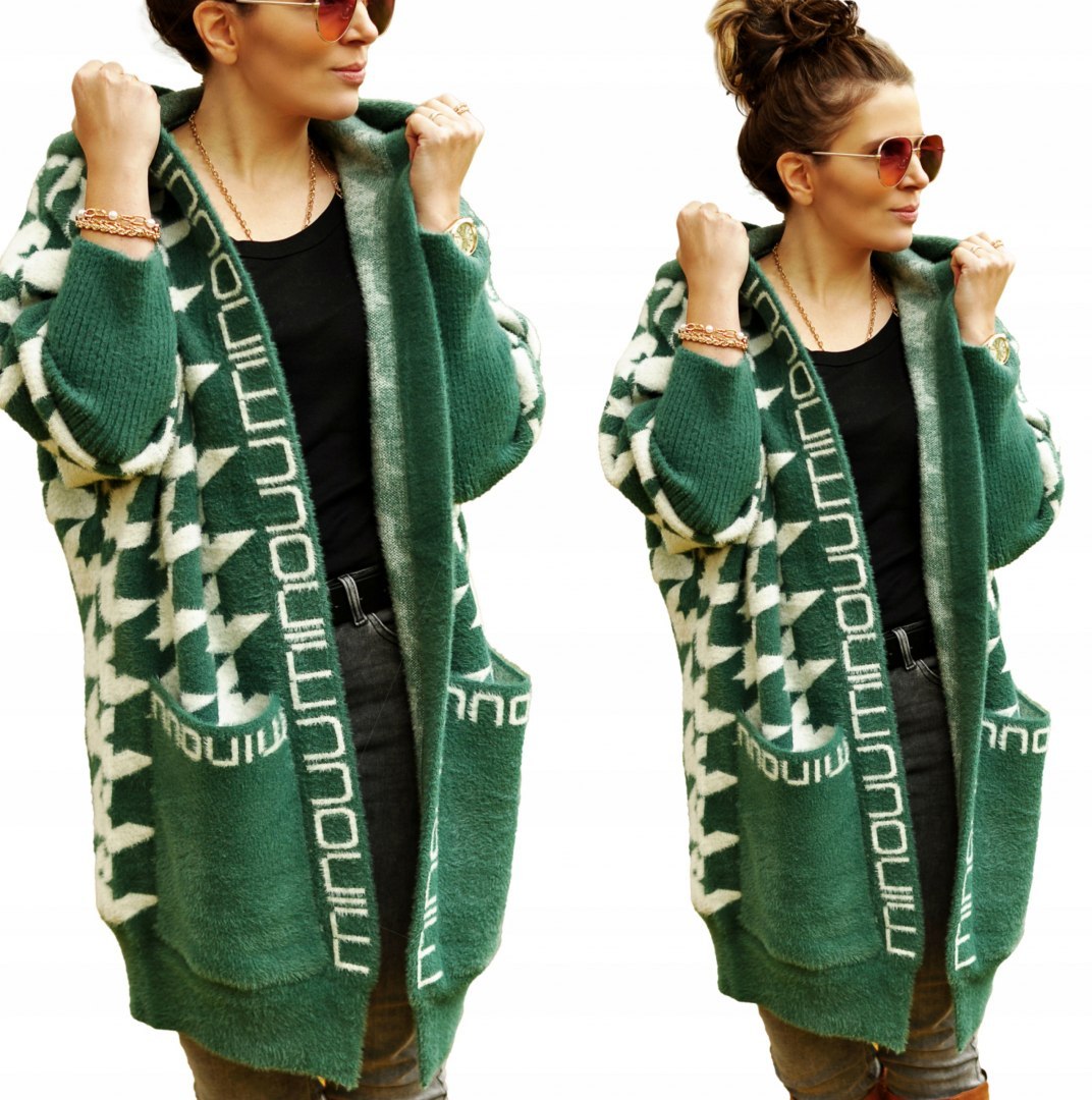 CARDIGAN Z ALPAKI narzutka WZÓR ORIENT kol butelka CARDIGAN Z ALPAKI narzutka WZÓR ORIENT kol butelka