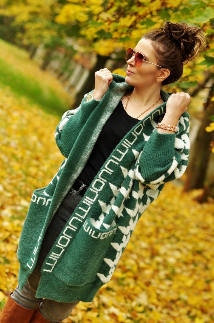 CARDIGAN Z ALPAKI narzutka WZÓR ORIENT kol butelka CARDIGAN Z ALPAKI narzutka WZÓR ORIENT kol butelka